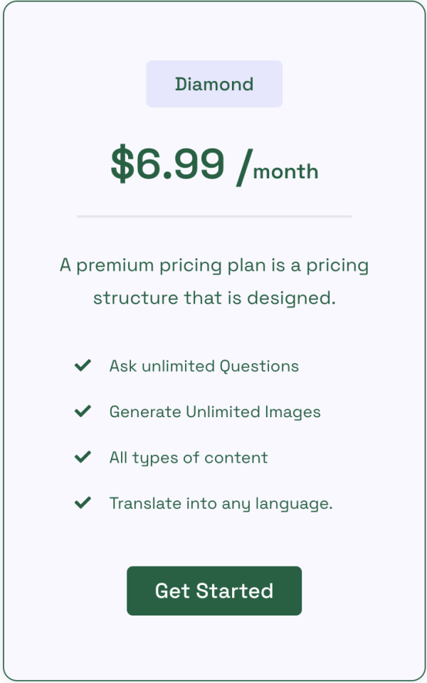 Diamond Plan subscription unlimited content and image generation